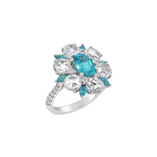 Paraiba-Turmalin-Ring im Blumenstil