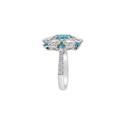 Paraiba-Turmalin-Ring im Blumenstil