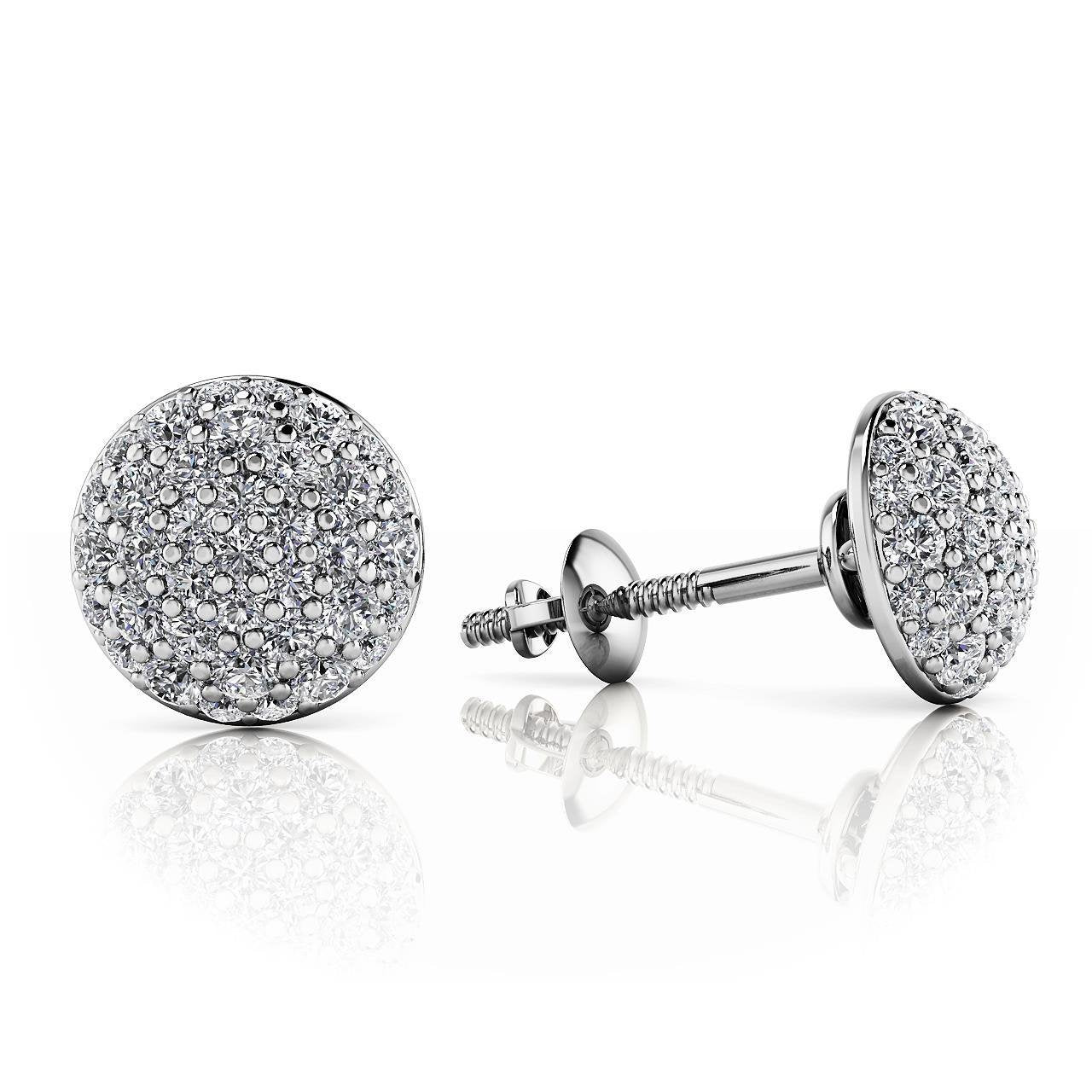 Pave Set 4 Karat Runder Brillantschliff Echt Diamant Damen Ohrstecker