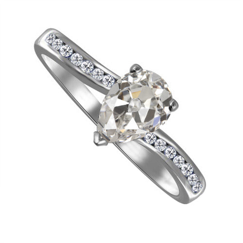 Solitär-Ring mit Akzenten 14K Weißgold mit Edler Diamant – Hauptansicht