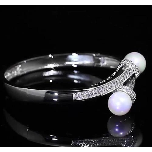 Pearl Echt Diamant Armreif 12 mm 4 Karat Damen Schmuck F Vs1