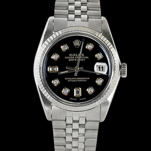 Perpetual Datejust geriffelte Lünette Zifferblatt Rolex Herrenuhr Edelstahl Jubilee