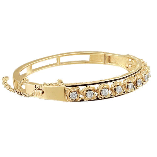 Petal Style Gelbgold Armreif 3,30 Karat Echt Diamant Schmuck