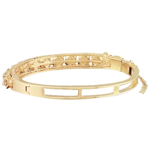 Petal Style Gelbgold Armreif 3,30 Karat Echt Diamant Schmuck