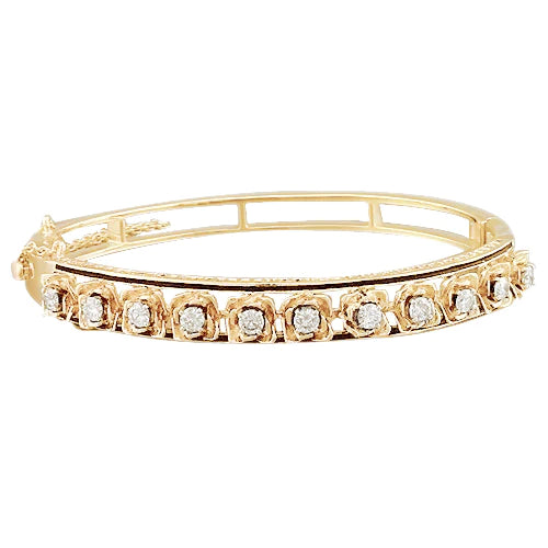 Petal Style Gelbgold Armreif 3,30 Karat Echt Diamant Schmuck