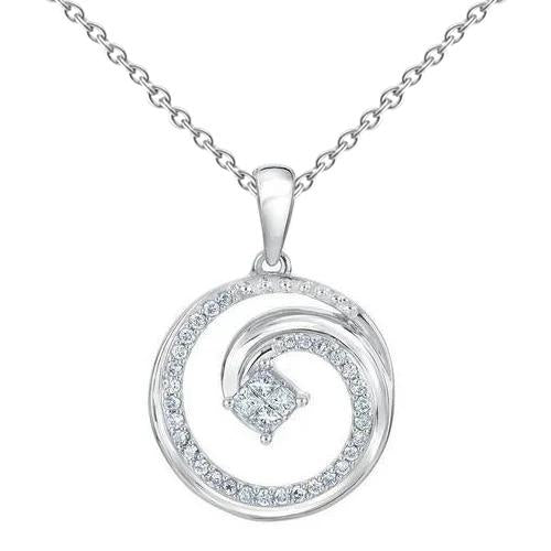 Princess And Runden Love Circle Echt Diamant-Anhänger Weißgold 4.20 Karat