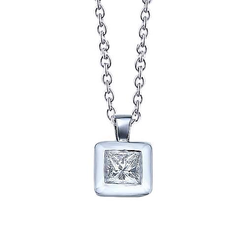 Princess Cut 1 Karat Echt Diamanten Anhänger Halskette Weißgold 14K
