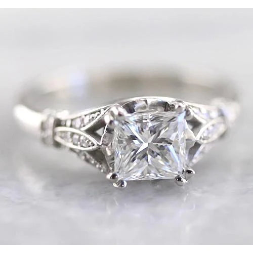 Princess Echt Diamant Verlobungsring 1,75 Karat Weißgold Schmuck