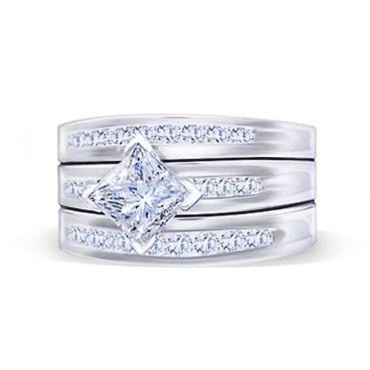 Prinzessin And Runden Echt Diamanten Verlobungsring 2.75 Karat Diamantband