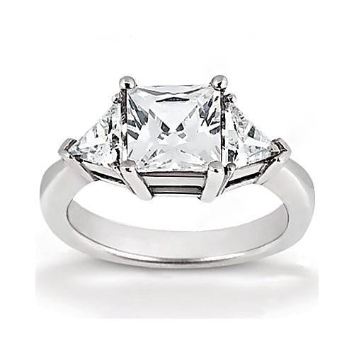 Prinzessin Echt Aus der Erde Abgebauter Natürlicher DiamantThree Stone Ring mit Billionen 2,21 ct. Schmuck