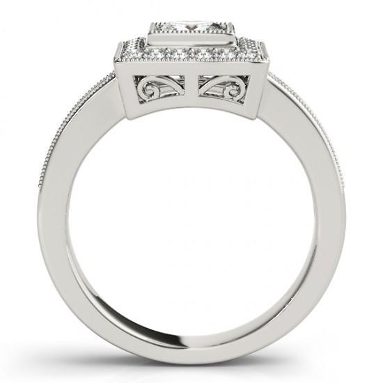 Prinzessin Echt DiamantVerlobungsring & Halo Runden Diamant1.50 Karat WG