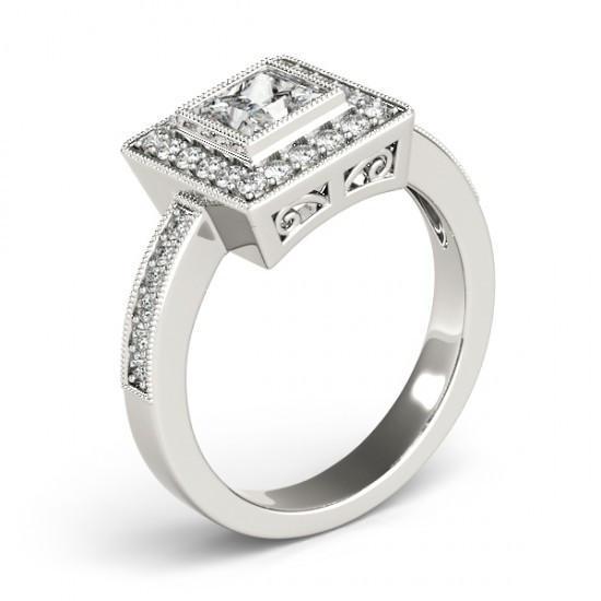 Prinzessin Echt DiamantVerlobungsring & Halo Runden Diamant1.50 Karat WG