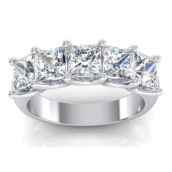 Prinzessin Echt Diamantring 5 Stein Goldenes halbes Ewigkeitsband U Krappen 3 Karat