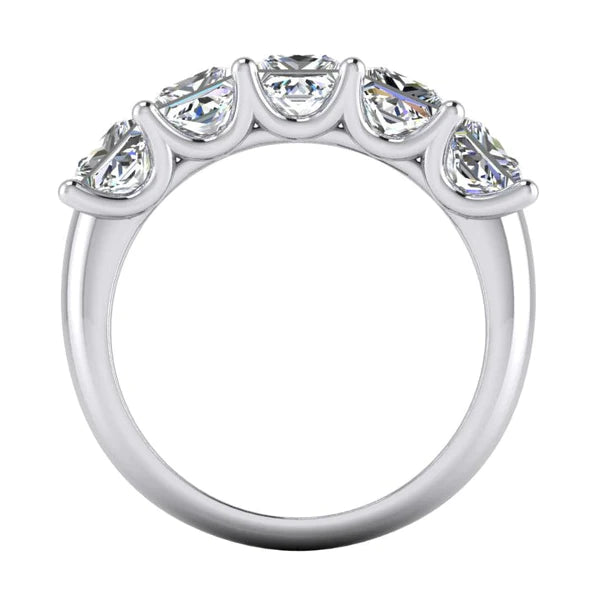 Prinzessin Echt Diamantring 5 Stein Goldenes halbes Ewigkeitsband U Krappen 3 Karat