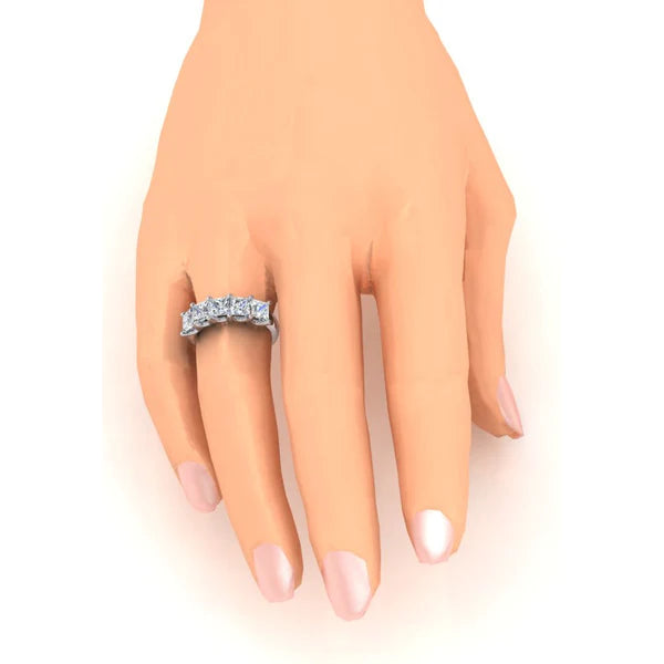 Prinzessin Echt Diamantring 5 Stein Goldenes halbes Ewigkeitsband U Krappen 3 Karat