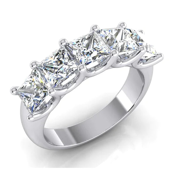Prinzessin Echt Diamantring 5 Stein Goldenes halbes Ewigkeitsband U Krappen 3 Karat