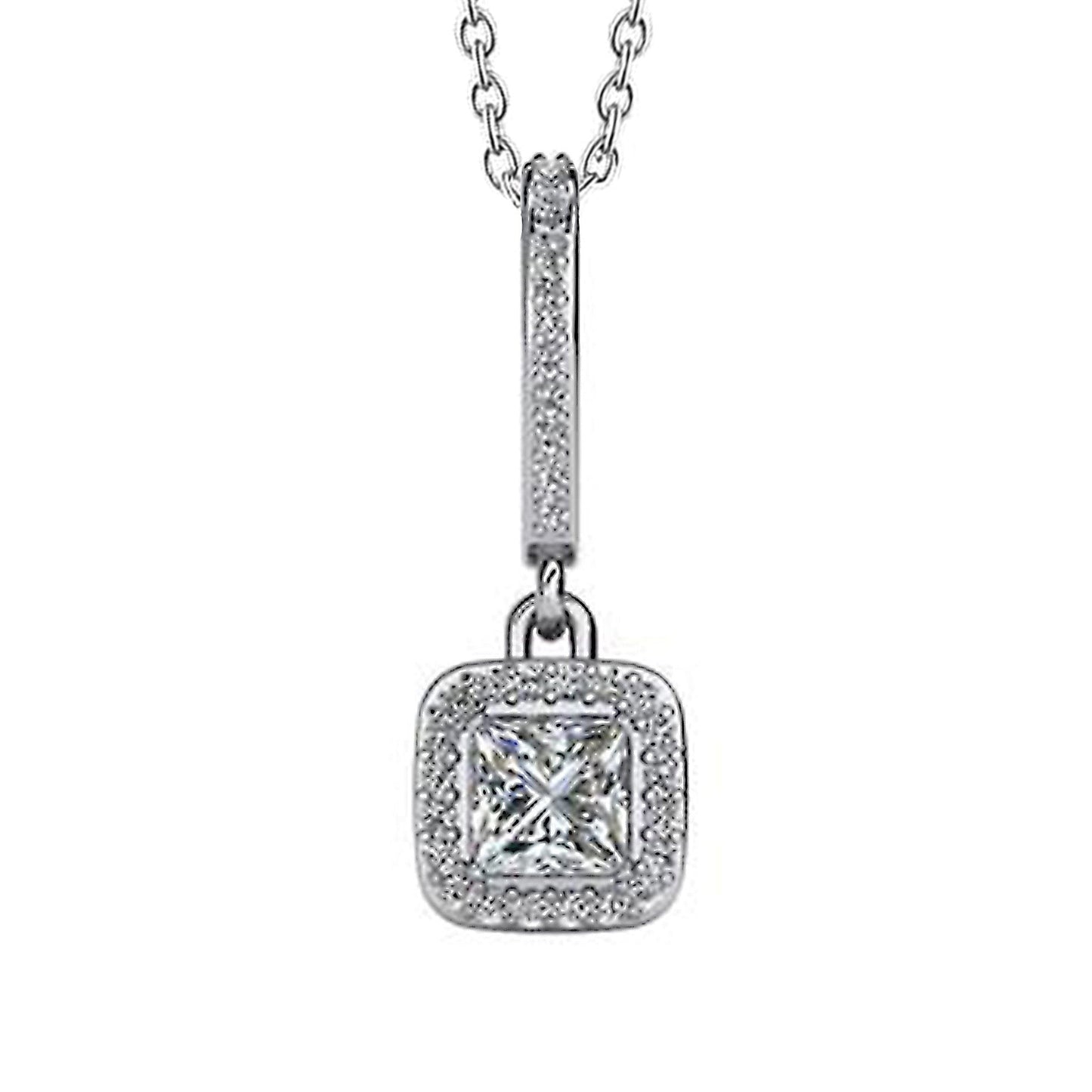 Prinzessin & Runde Form 5 Karat Echt Aus der Erde Abgebauter Natürlicher Diamanten Tropfen Anhänger Halskette WG 14K