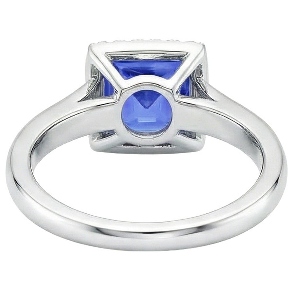 Prinzessin Shaped Ceylon Saphir Aus der Erde Abgebauter Natürlicher Diamanten Edelstein Ring 5.40 Karat