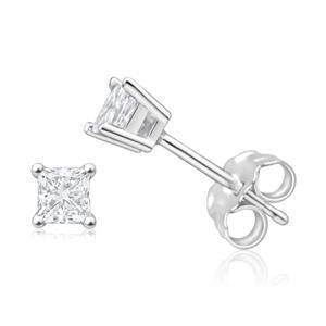 Prinzessinnenförmige F-Vs1-Aus der Erde Abgebauter Natürlicher Diamant-Ohrstecker, 2,0 Karat, 14 Karat echtes Weißgold