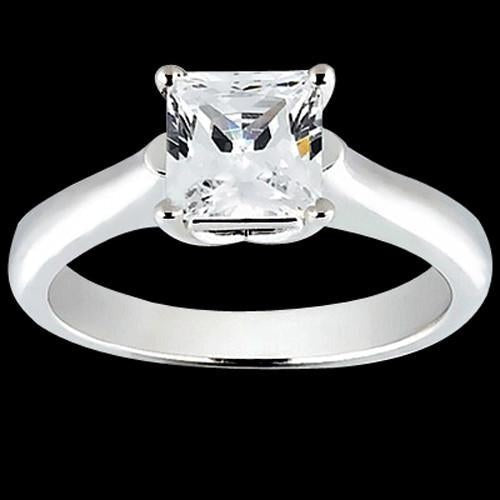 Prinzessinnenschnitt 1 Karat Echt Aus der Erde Abgebauter Natürlicher Diamant-Solitär-Verlobungsring Weißgold 14K