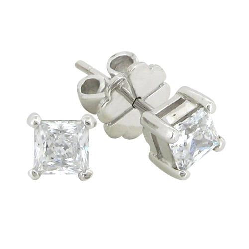 Prinzessinnenschnitt 3,00 Karat Echt Aus der Erde Abgebauter Natürlicher Diamant Ohrstecker Weißgold 14K