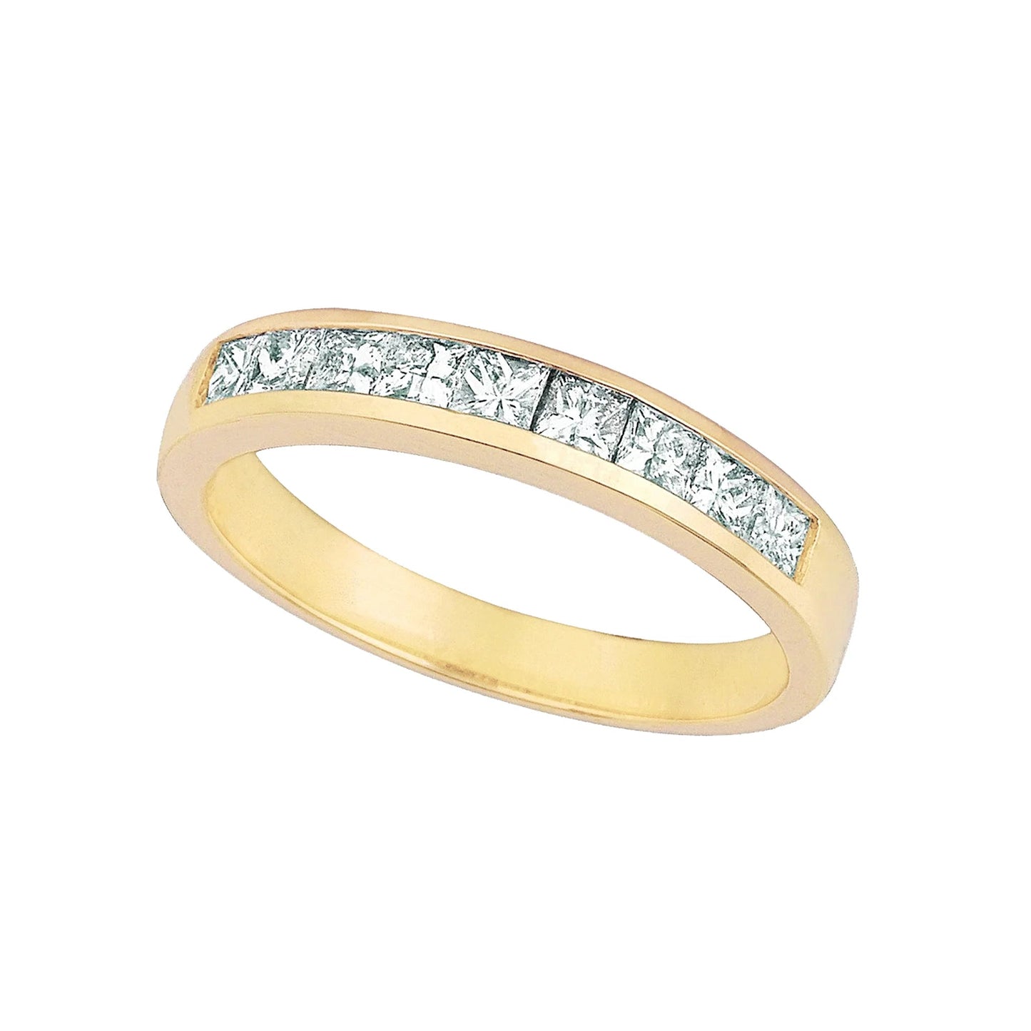 Prinzessinnenschnitt Echt Diamant Eternity Band 2,25 Karat 14K Gelbgold