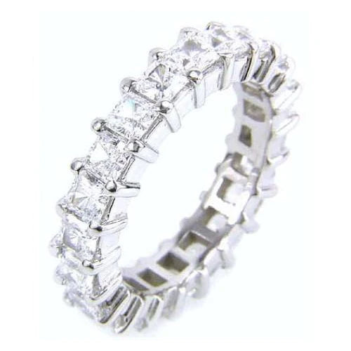 Prinzessinnenschnitt Echt Diamant Ewigkeitsband 5 Karat Weißgold 14K