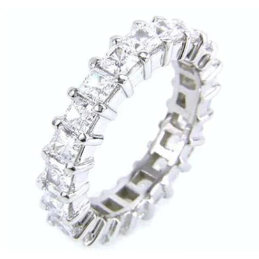 Prinzessinnenschnitt Echt Diamant Ewigkeitsband 5 Karat Weißgold 14K