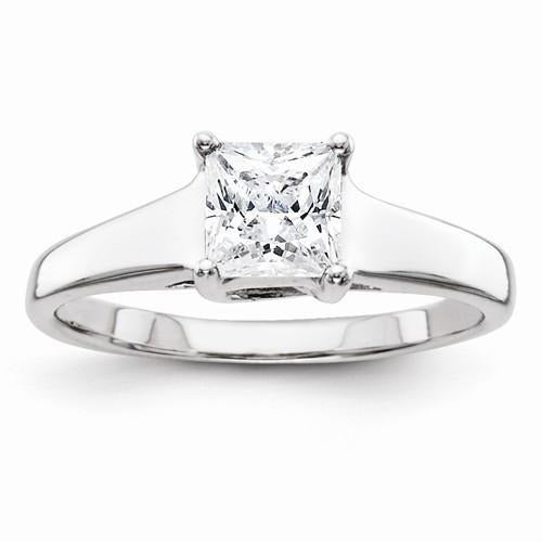 Prinzessinnenschnitt Echt Aus der Erde Abgebauter Natürlicher Diamant Solitärring 1,25 Karat 14K Weißgold