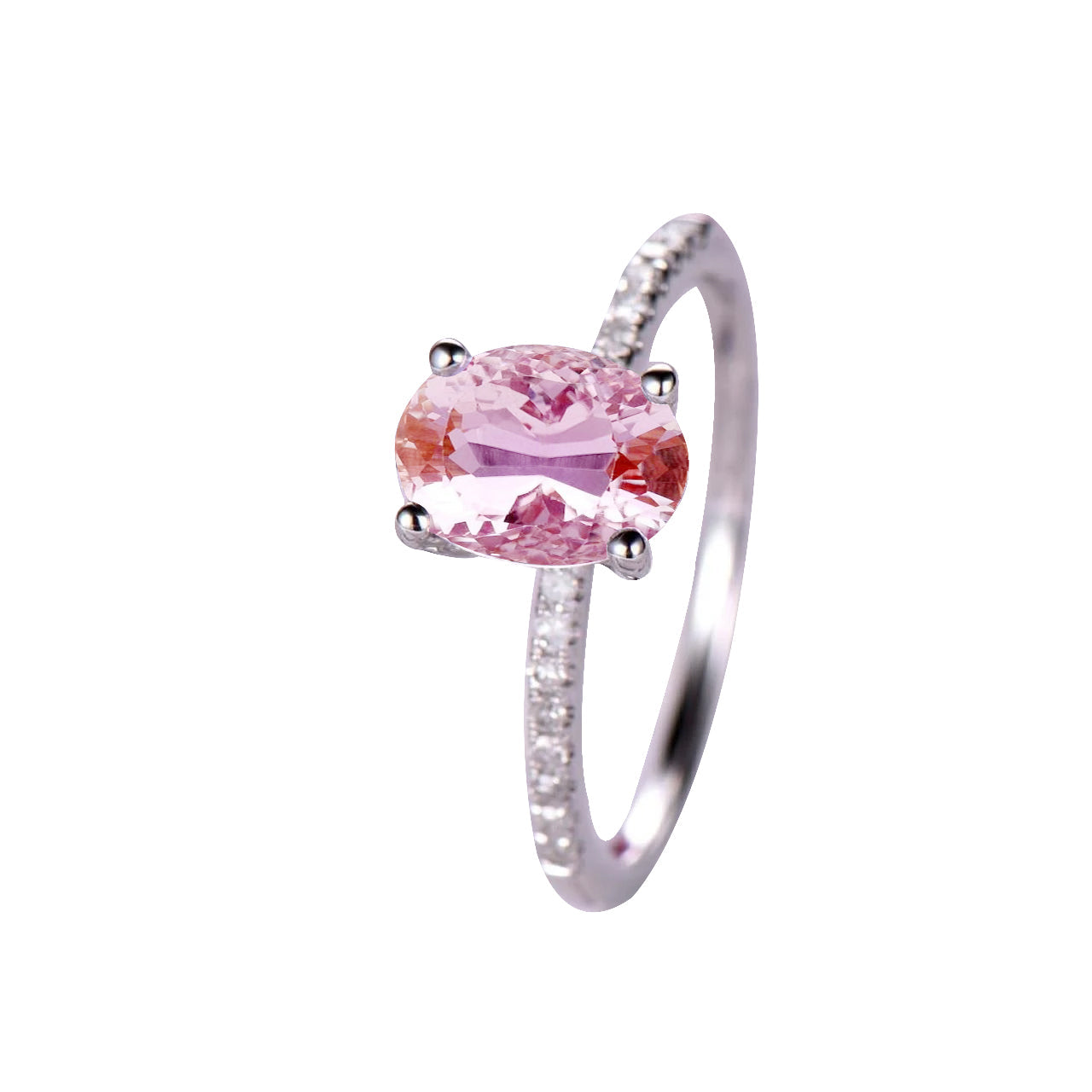 Natürlicher Kunzite Schmuckstein-Ring 14,75 Karat 14 Karat Weißgold – Hauptansicht