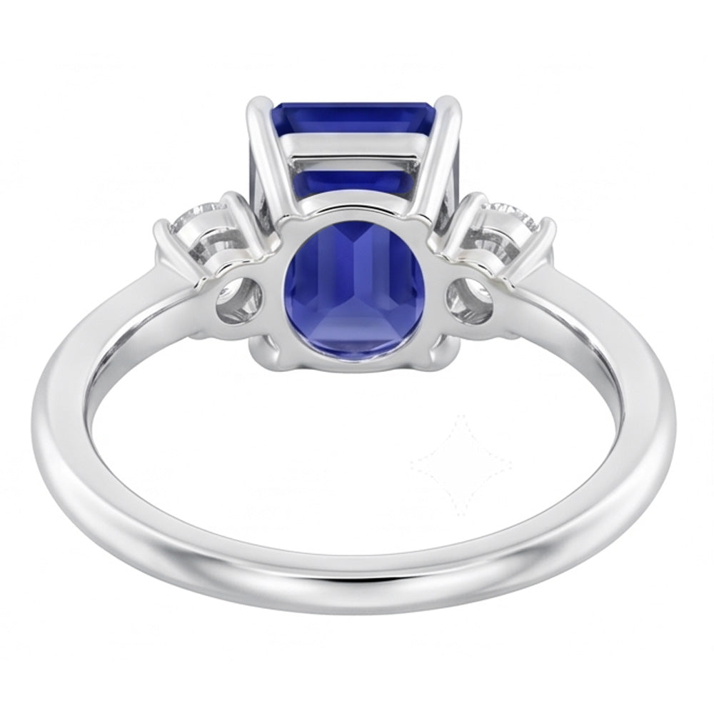 Radiant 3 Stone Blue Saphir Ring 1,25 Karat kleine runde Natürlicher Diamant ( nicht im Labor gezüchtet )en