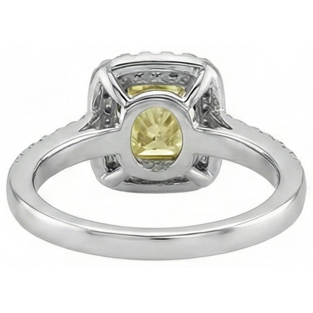 Radiant Cut Gelber Saphir Edelstein Ring Weißgold Aus der Erde Abgebauter Natürlicher Diamant 2,5 Kt.