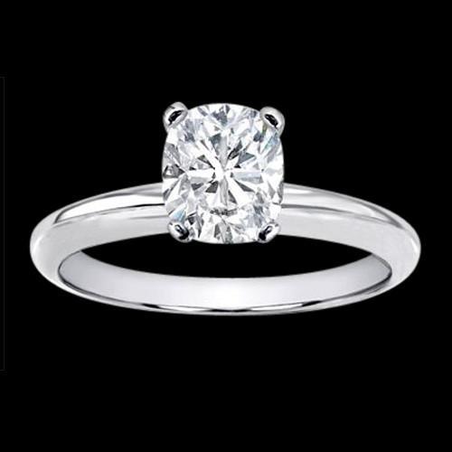 Riesige 3 ct. Kissen Echt Diamant Solitärring Weißgold