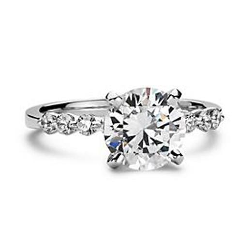Riesiger runder Echt Diamantring mit Akzenten Schmuck 3,91 ct. Weißgold 14K