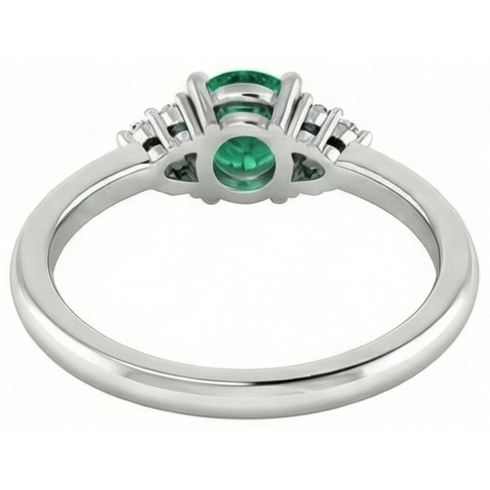 Ring 1 Karat Kolumbianischer Grüner Smaragd Aus der Erde Abgebauter Natürlicher Diamant Akzent Damen Schmuck