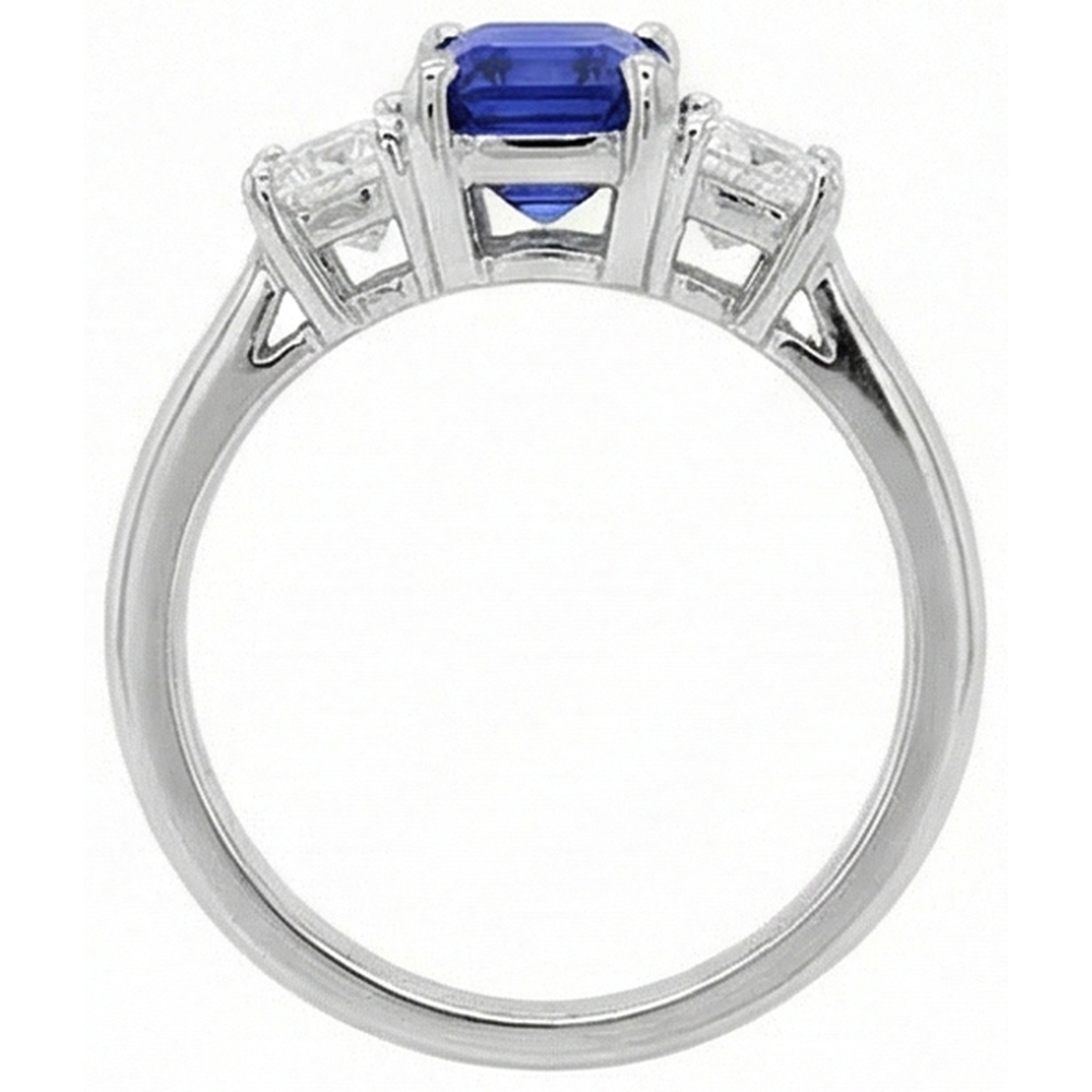 Ring Drei Steinen Mit Smaragd Blaue Saphir Und Natürlicher Diamant ( nicht im Labor gezüchtet )en