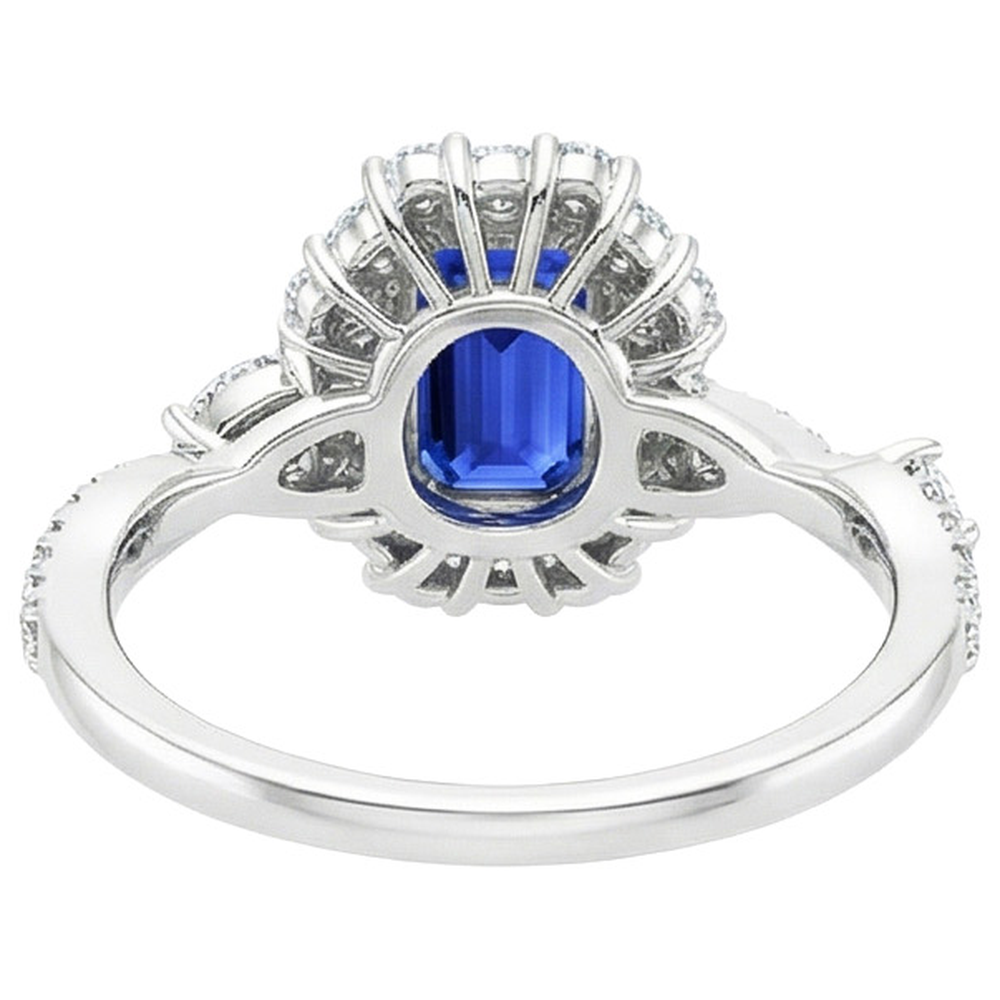 Ring im Blumenstil Smaragd Sri Lanka Saphir & Aus der Erde Abgebauter Natürlicher Diamant 5 Karat