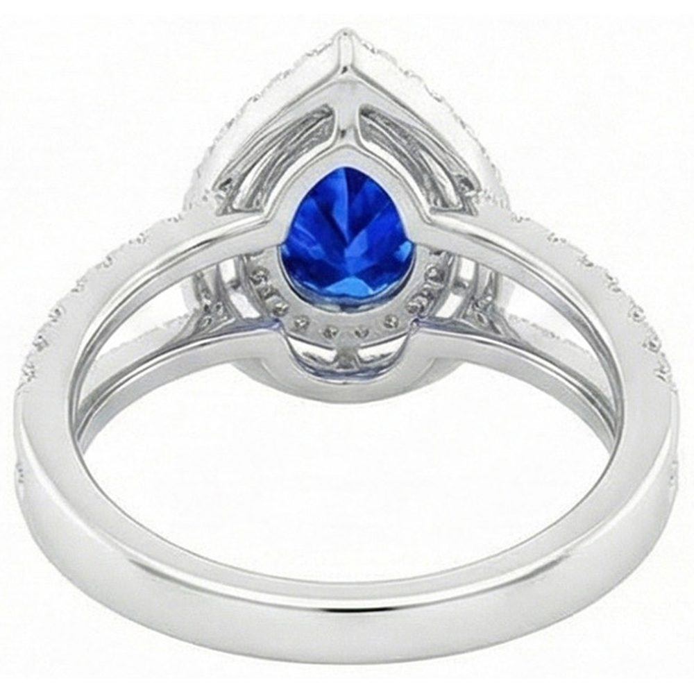 Ring mit 4.90 ct Ceylon-Saphir-Aus der Erde Abgebauter Natürlicher Diamanten in Birne und Rundschliff