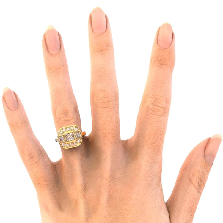 Ring mit Prinzessin Natürlich Diamanten 2.15 Karat Gelbgold 18K