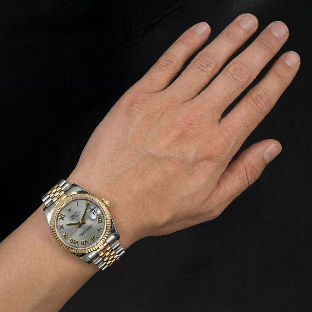 Rolex Datejust 36 mm Uhr aus Gelbgold und Stahl