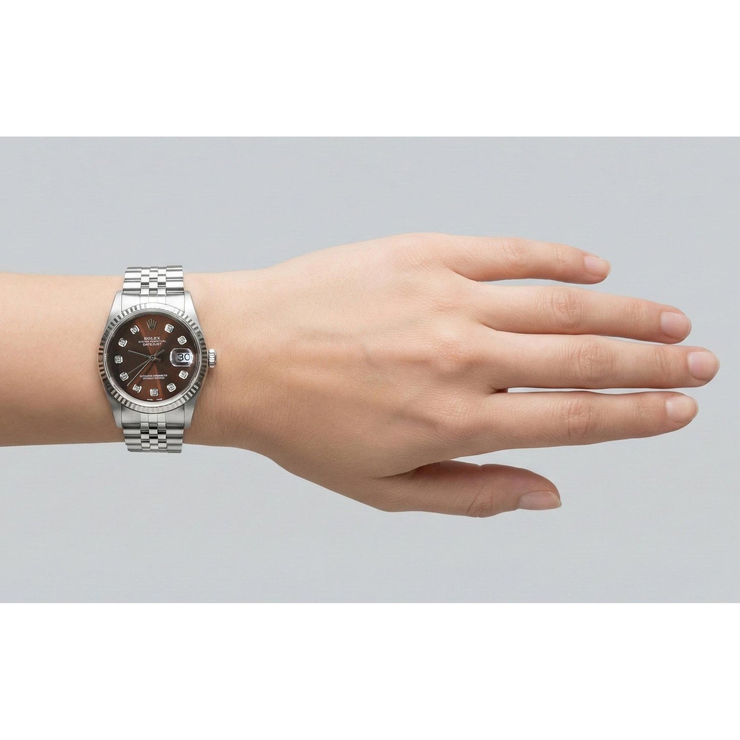 Rolex Datejust Schokoladen-Diamant-Zifferblatt aus Edelstahl