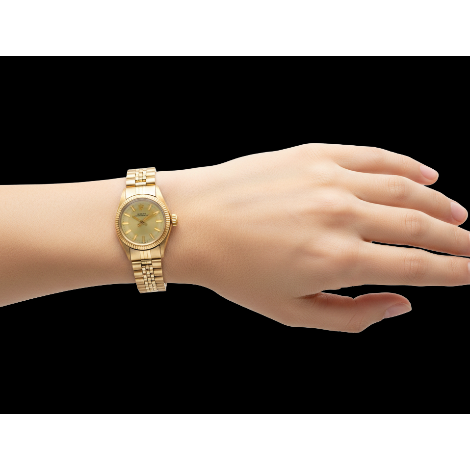 Rolex Oyster Perpetual 24 mm Champagner Stabzifferblatt Gelbgolduhr