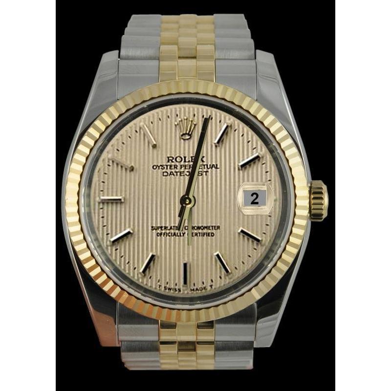 Rolex-Uhr aus Edelstahl und Gelbgold, Jubilee-Armband, Gobelin-Zifferblatt, Schnelleinstellung