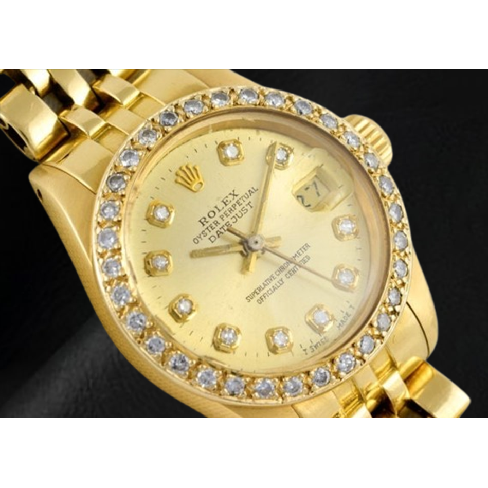 Rolex Datejust 26 mm Champagner Diamant Zifferblatt Präsident Uhr Gelbgold