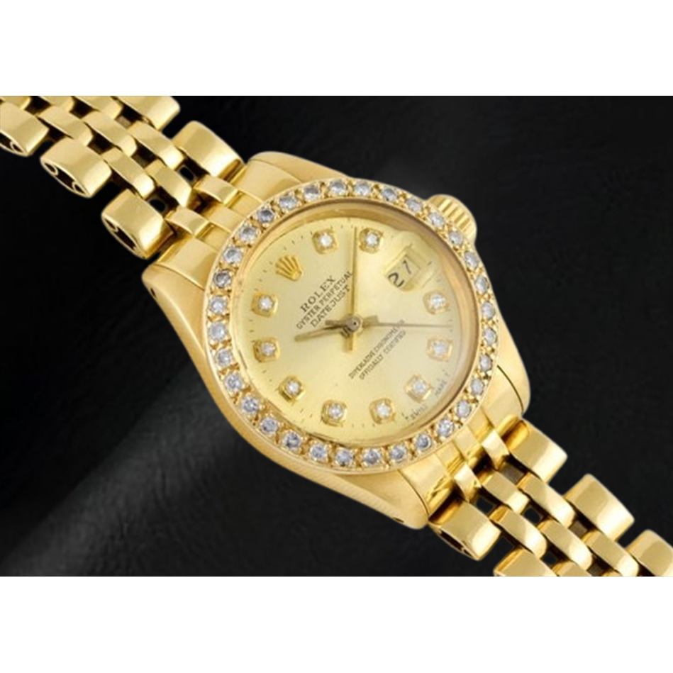 Rolex Datejust 26 mm Champagner Diamant Zifferblatt Präsident Uhr Gelbgold