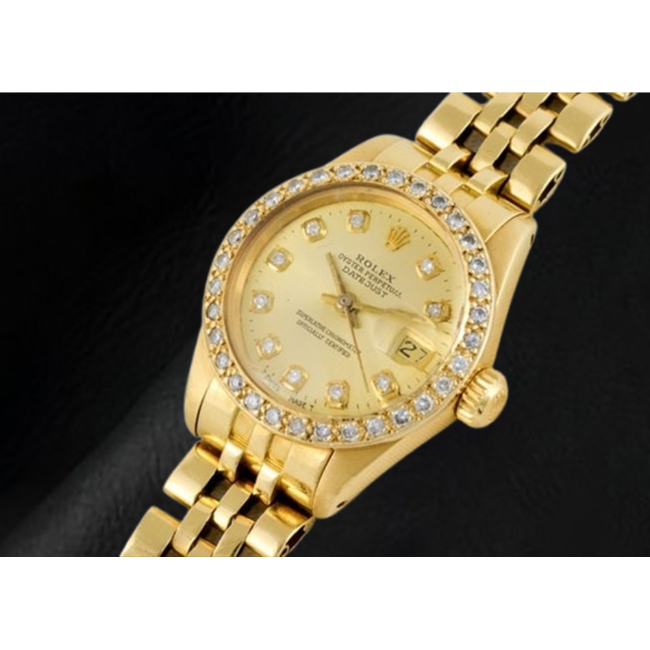 Rolex Datejust 26 mm Champagner Diamant Zifferblatt Präsident Uhr Gelbgold