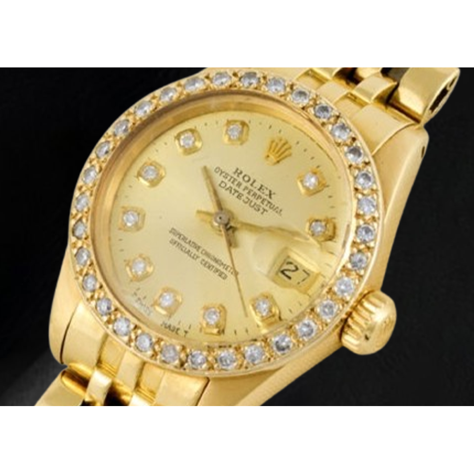 Rolex Datejust 26 mm Champagner Diamant Zifferblatt Präsident Uhr Gelbgold