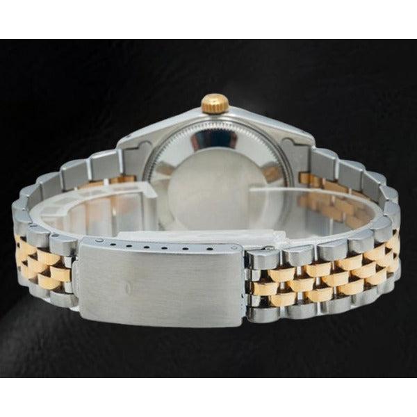 Rolex Datejust 36 mm, zweifarbige Uhr mit rosa Perlmutt-Zifferblatt und Diamanten