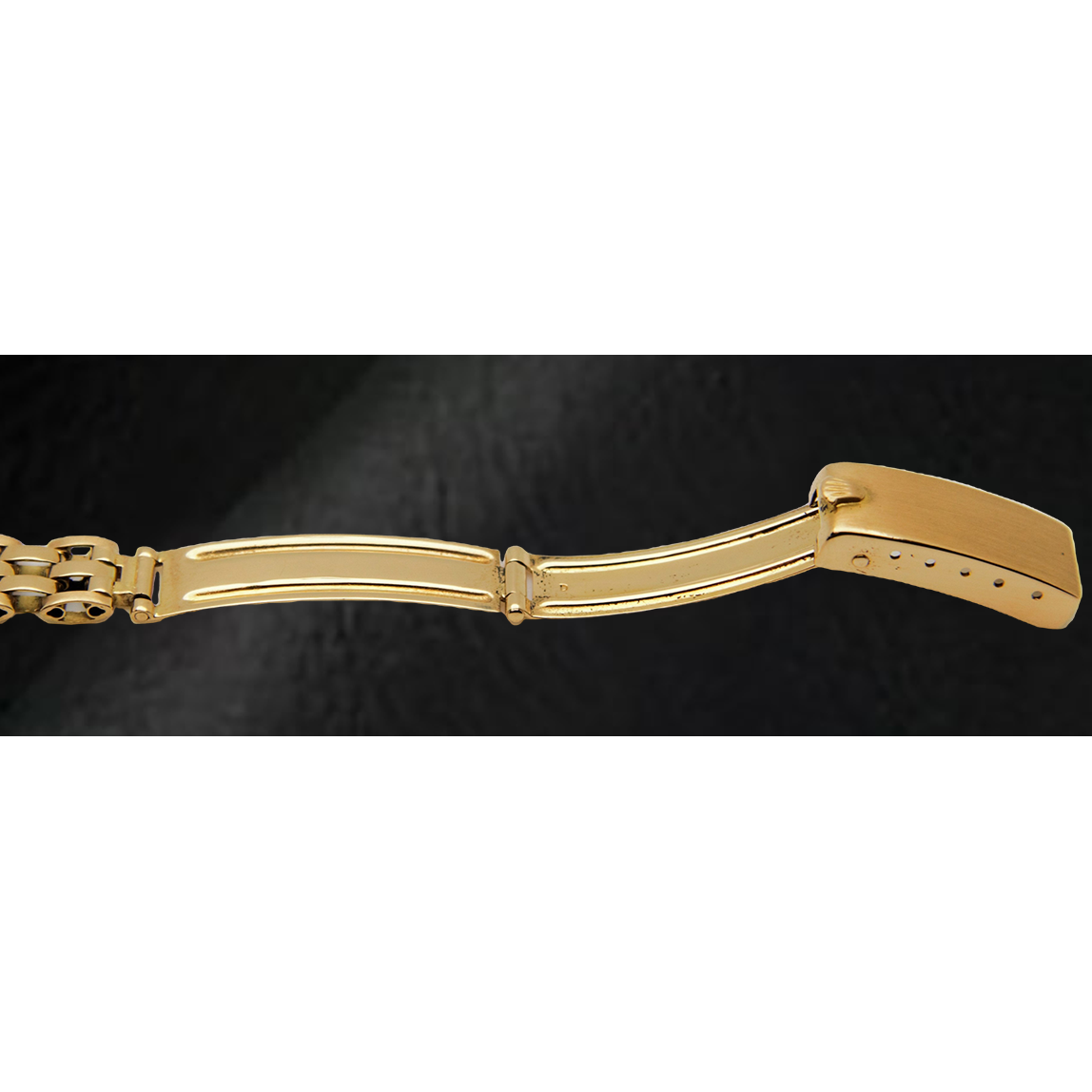 Rolex Lady-Datejust – Armbanduhr mit weißem Stabzifferblatt und Präsidenten-Stil und Gelbgold-Armband