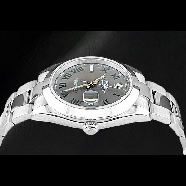 Rolex 126300 Datejust 41 mm, graues römisches Leuchtzifferblatt, Edelstahluhr